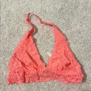 PINK Victoria's Secret Coral Lace Halter Bralette